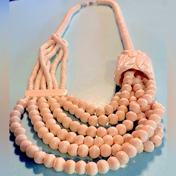 BONE Hand carved Tribal, beaded necklace. Made from bovine. Heavy,vintage 1960’s - Picture 7 of 16